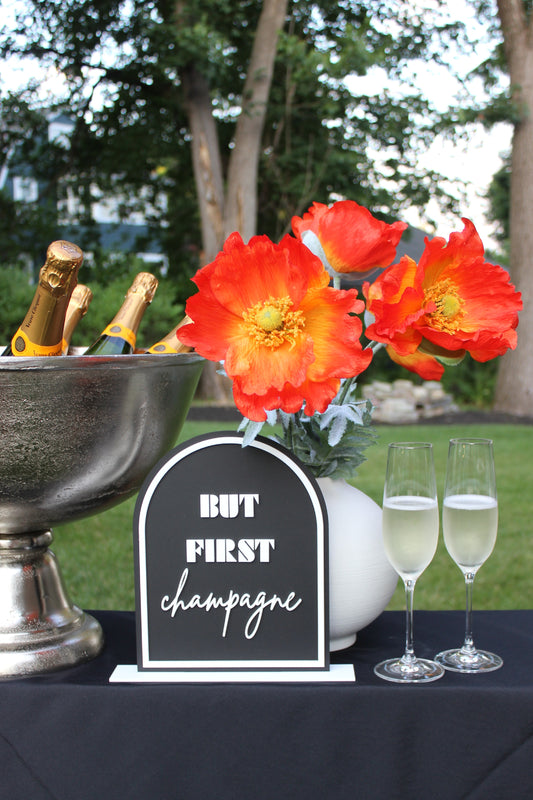 "But First Champagne" Bar Sign