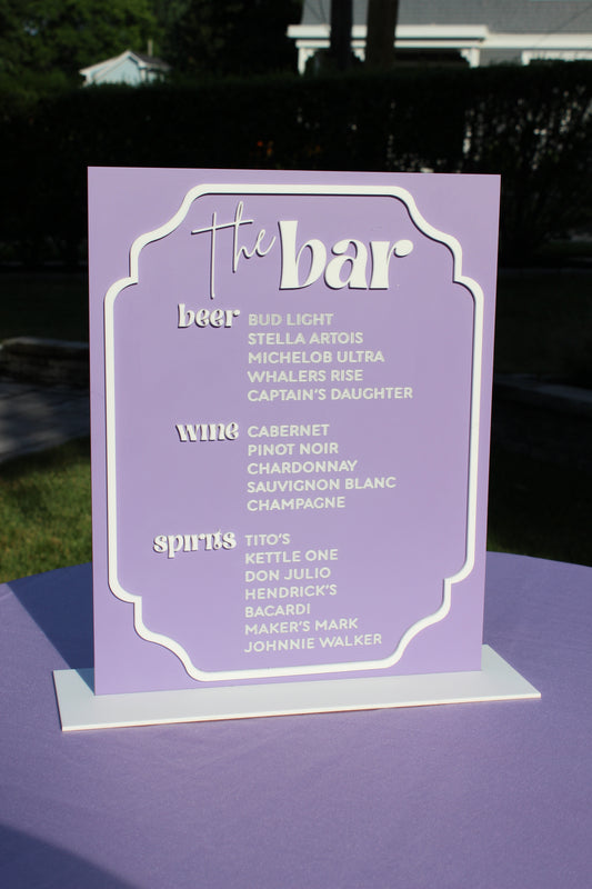 Bar Menu Sign
